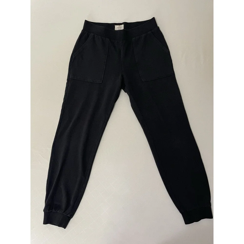 Marine Layer Womens Medium Black Elastic Waist Tapered Jogger Pants